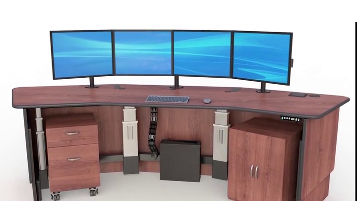 Mesa de ordenador con soporte para tres monitores - AFC Industries
